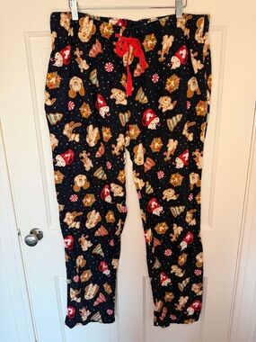 Disney Gingerbread Mickey & Minnie Christmas Pajama Pants XL Tall Holiday Lounge